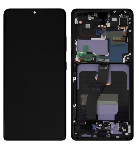 Дисплей (екран) для Samsung G998 Galaxy S21 Ultra, чорний, OLED, з передньою панеллю, Phantom Black, фото 1