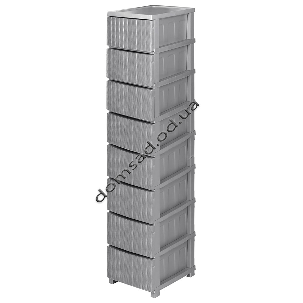 Комод пластиковий "Ротанг" 8 ярусів 166*43*34см, R-Plastic, сірий