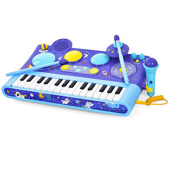 Дитячий синтезатор із записом та світловими ефектами 35178 Синтезатор із барабаном та паличками