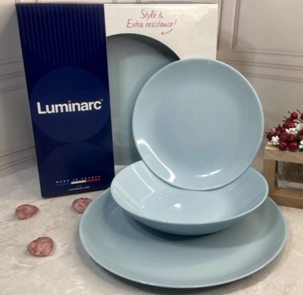 Блакитний столовий сервіз Luminarc Diwali Paradise Blue зі склокераміки 12 пр (V6214)