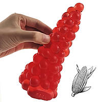 Анальні пробки FAAK, силиконовий фалоімітатор Виноград, анальна пробка, дилдо, на присосці, 16 см Червоний