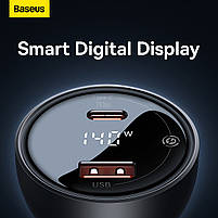 Автомобільний зарядний пристрій BASEUS DIGITAL DISPLAY PD3.1 U+C 140W + TYPE-C + TYPE-C 240W, фото 5