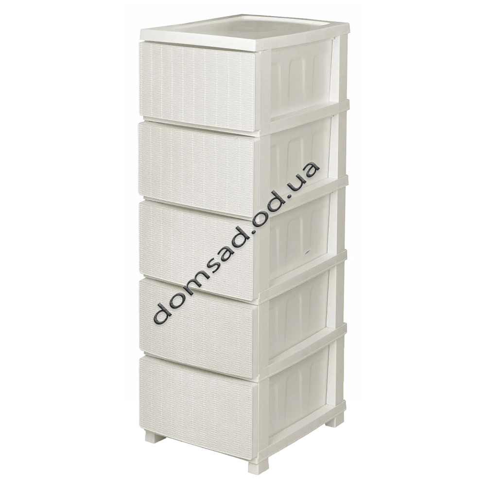 Комод пластиковий "Ротанг" 5 ярусів 106*43*34см, R-Plastic, білий, фото 1
