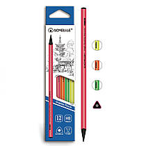 Олівець простий тригранний Acmeliae Неон без гумки 43515