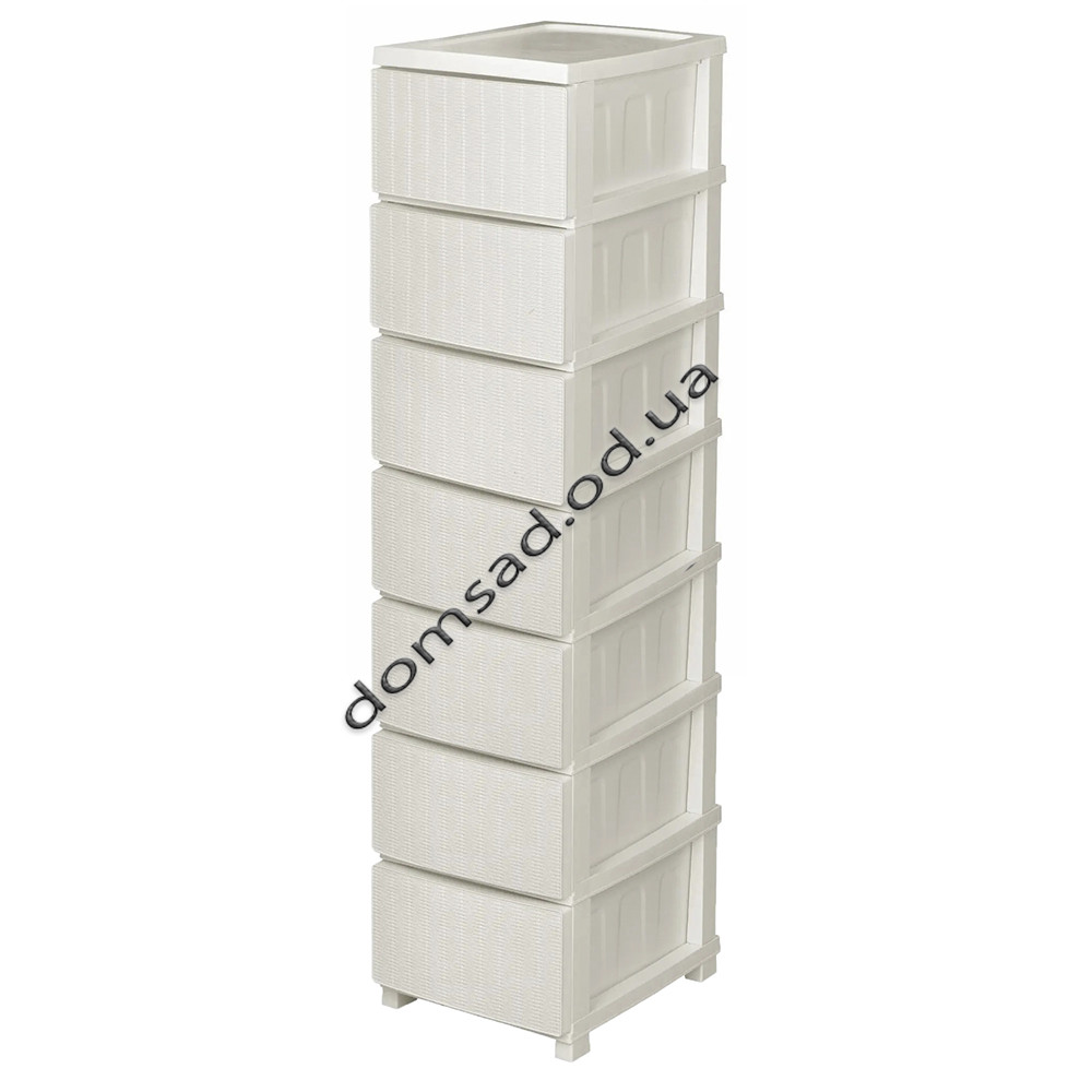 Комод пластиковий "Ротанг" 7 ярусів 146*43*34см, R-Plastic, білий, фото 1