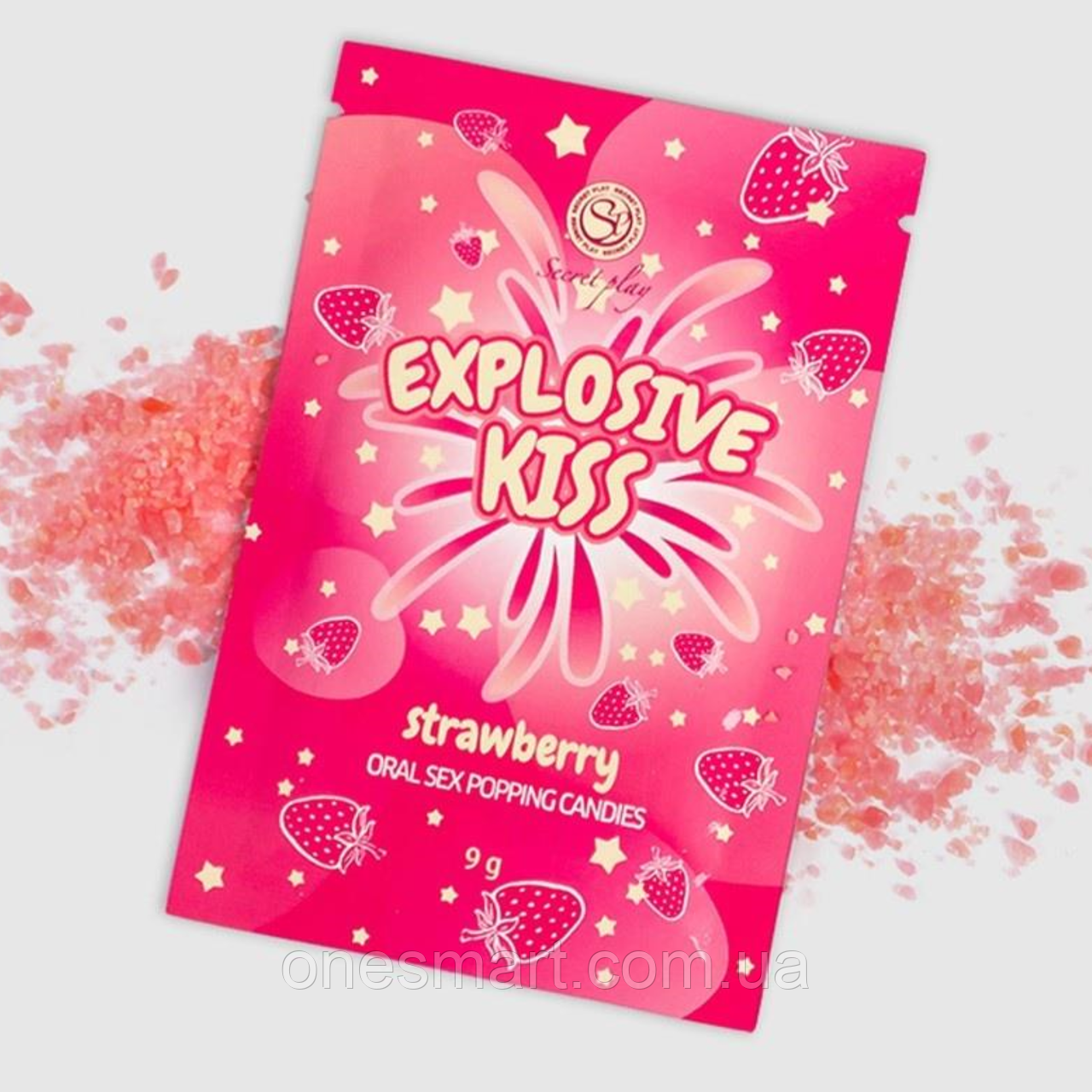 Стріляючі цукерки для орального сексу полуниця "Explosive Kiss Strawberry" Secret Play (9 г), фото 1