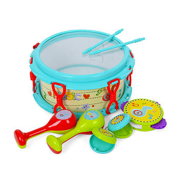 Іграшковий барабан з 2 паличками Infunbebe ML6601 Ігрові музичні інструменти з бубном та маракасами