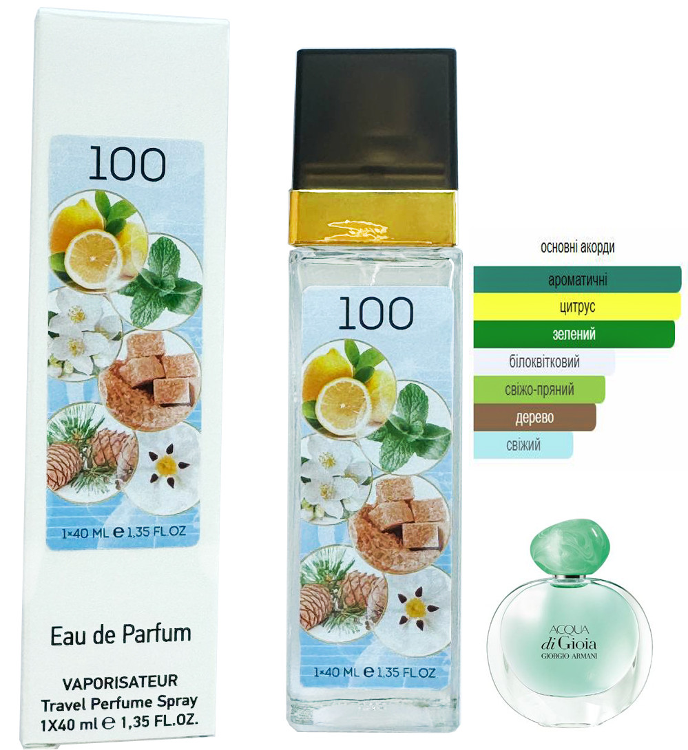 Парфум № 100 за мотивами Giorgio Armani Acqua di Gioia (Армані Аква Ді Джоя) 40 мл ОПТ