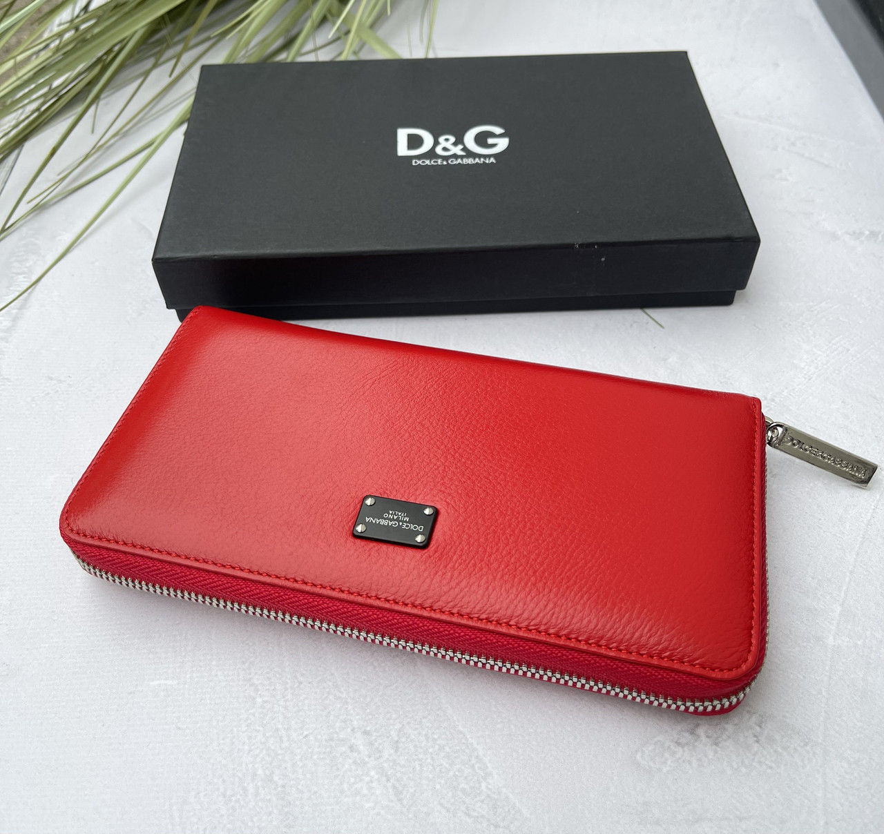 Яркий красный Кошелек кожа