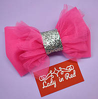 Рожевий бант Барбі 15 см резинка заколка Розовый бант Барби розмір можна обрати 190 грн Великий бант для волос