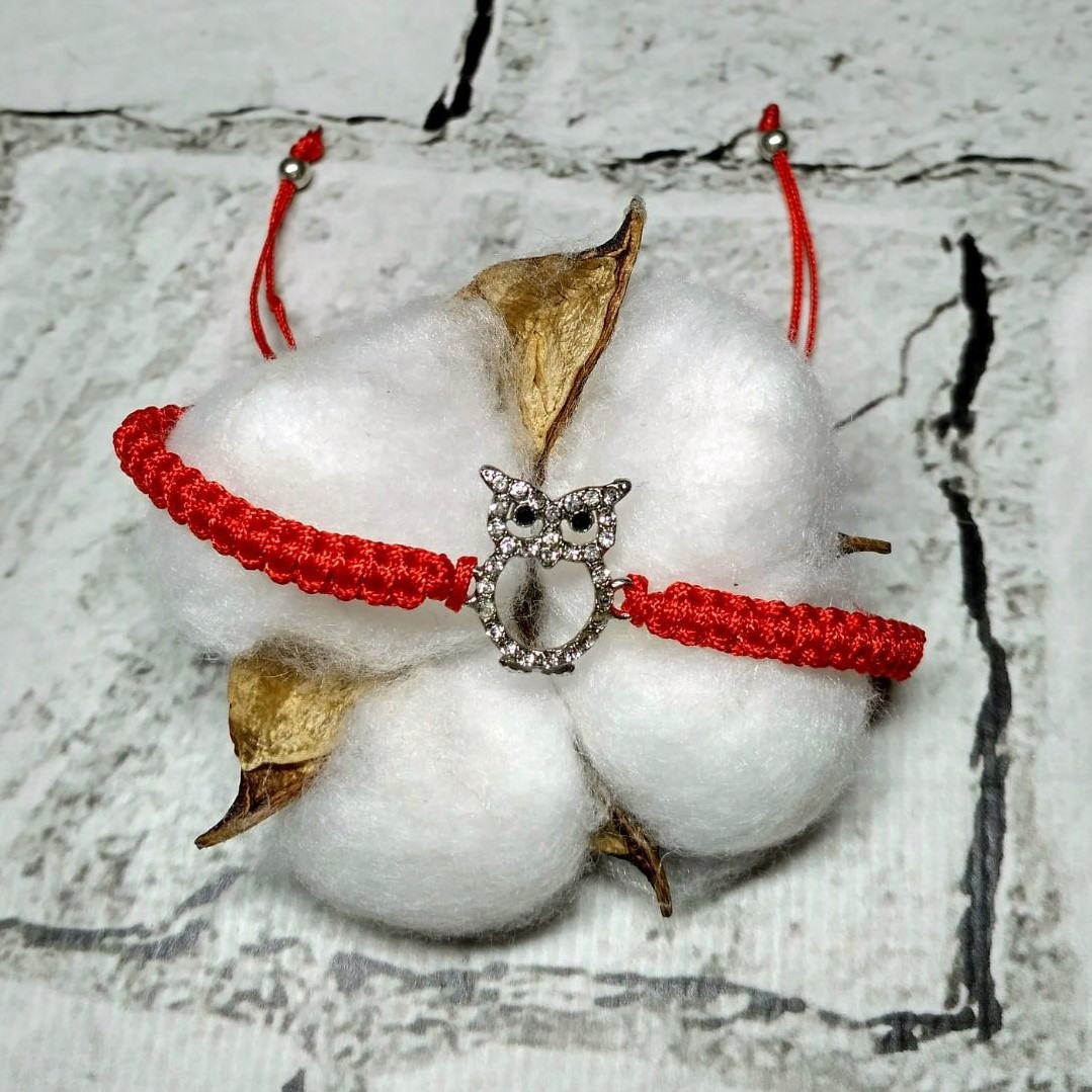 Браслет червона нитка, сова 2-4-5-18-24