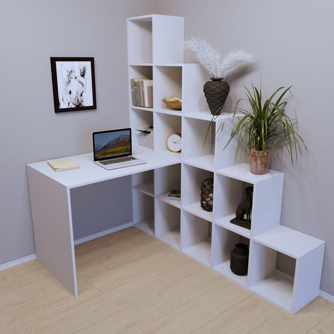 Письмовий стіл робочий прямий із вбудованими стелажами для документів СП-123 Тіса Меблі, фото 1