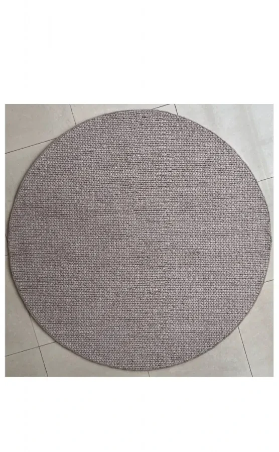 Килим ручної роботи Jade Basketweave Beige бежевий круглий Ø 250 см
