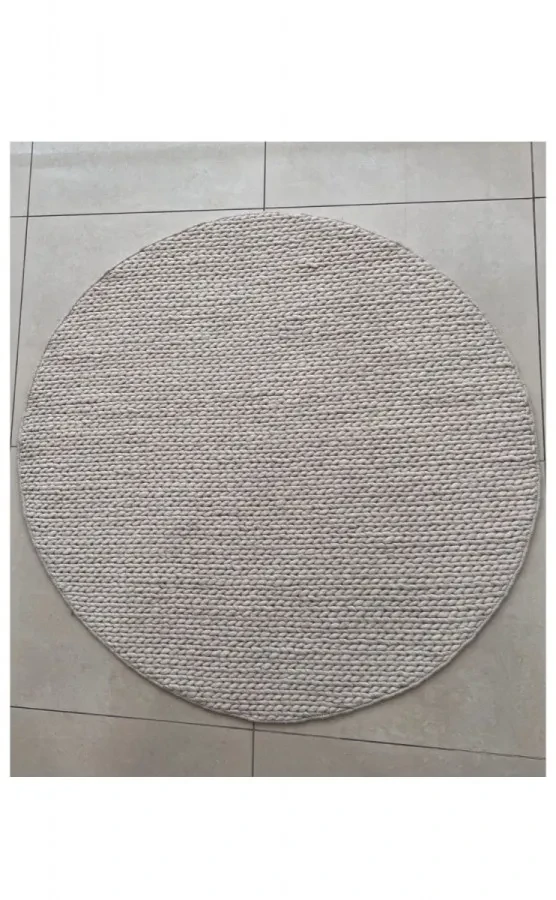 Килим ручної роботи Jade Basketweave Cream бежевий круглий Ø 160 см