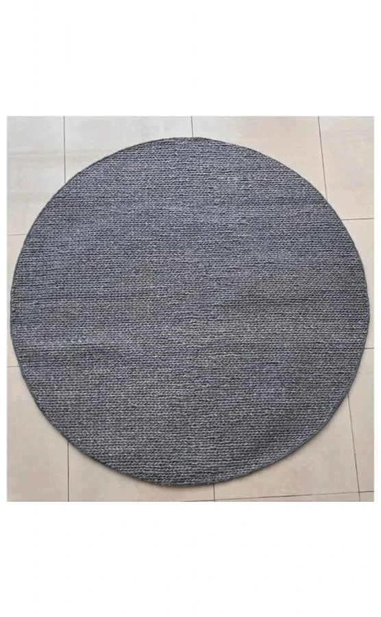 Килим ручної роботи Jade Basketweave Grey сірий круглий Ø 250 см