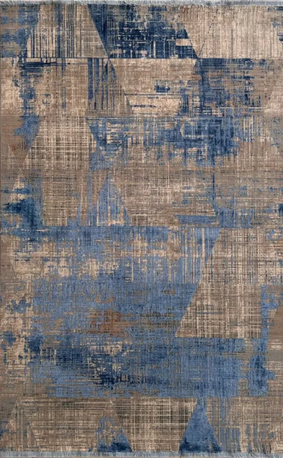 Килим  Historia 3040A Blue бежево-синій прямокутний 80*150 см