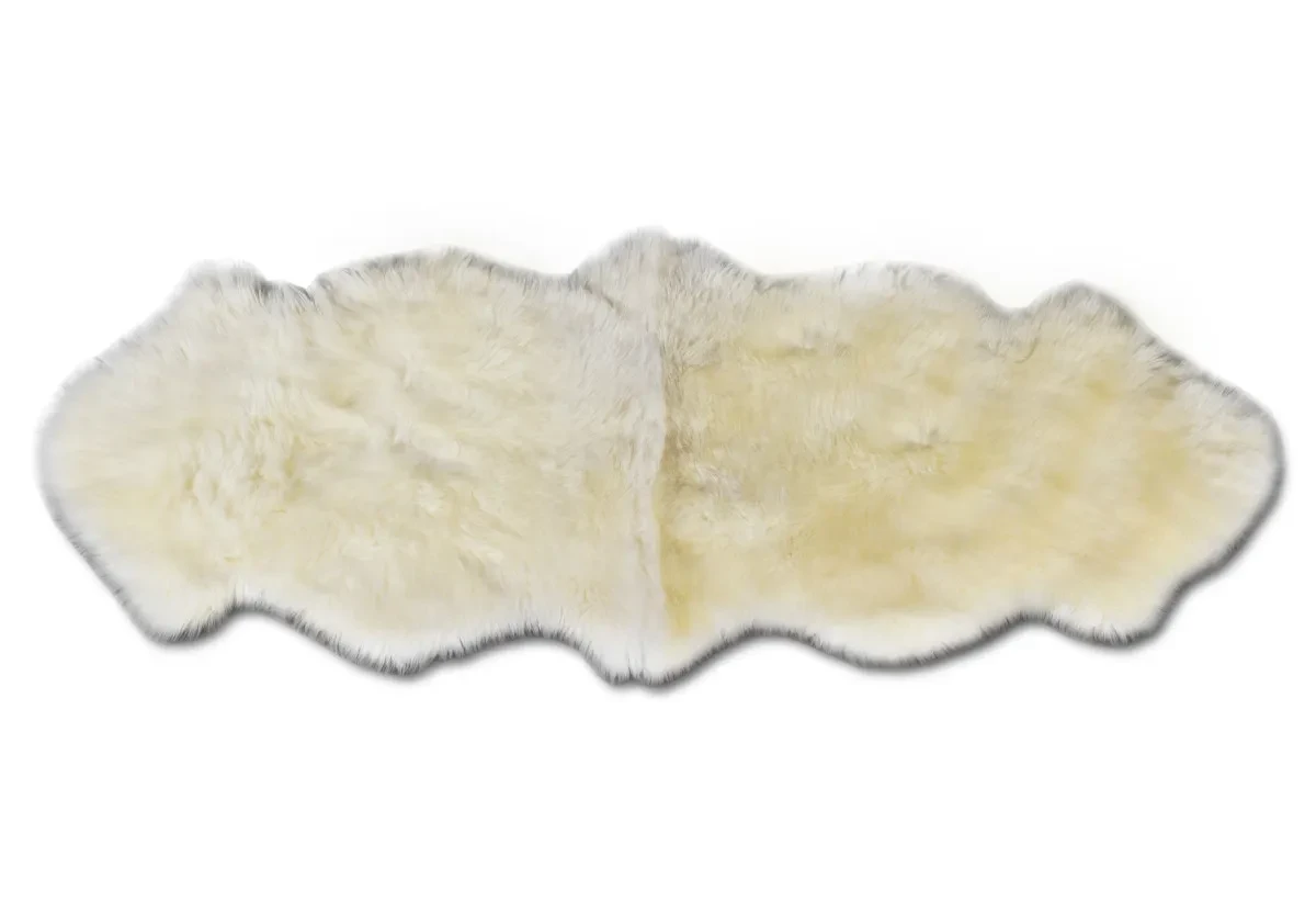 Килим із натурального хутра (овчина)Lambskin Ivory білий у формі 2х шкір 60*180 см