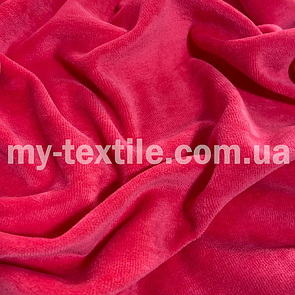Трикотаж Велюр натуральний хб Туреччина 180 см Яскраво-рожевий
