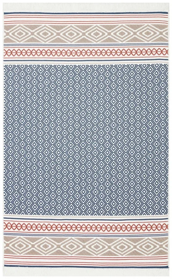 Килим безворсовий  двосторонній Arya AR 26 Navy Beige бежево-синій прямокутний 80*150 см, фото 1