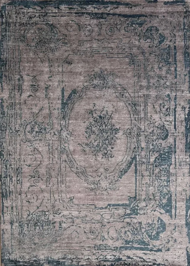 Килим ручної роботи Natura Abushan Beige Blue сіро-синій прямокутний 90*150 см