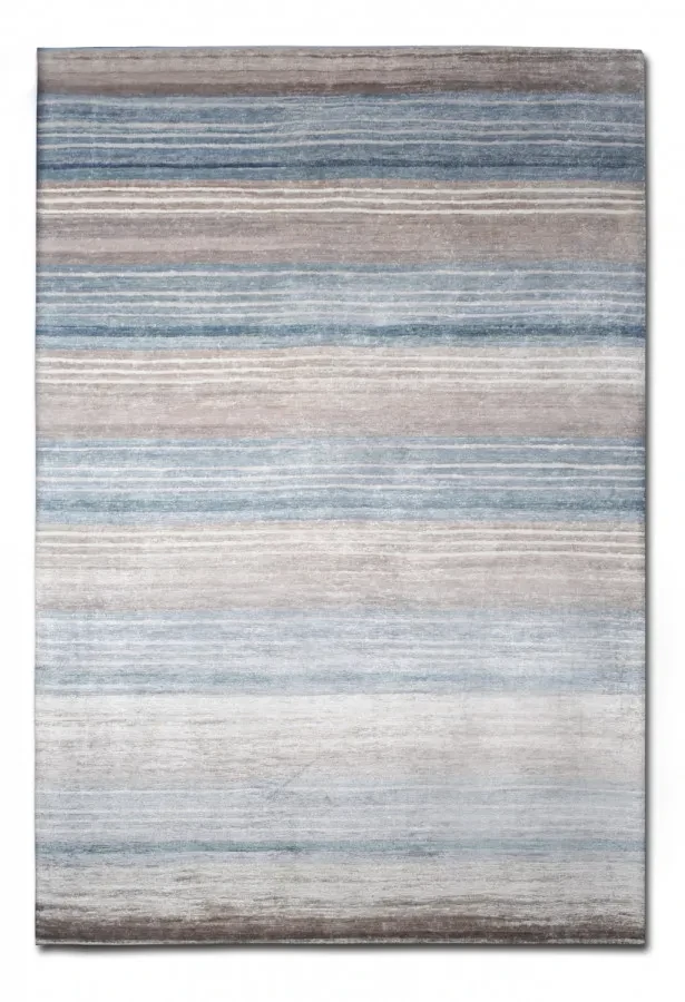 Килим ручної роботи Natura Plain Stripe B сіро-синій прямокутний 90*150 см