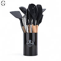 Силіконовий кухонний набір аксесуарів Kitchen stuff 12 предметів BLACK