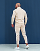 Спортивний костюм чоловічий весняний бежевий модний сучасний молодіжний на блискавці прогулянковий, фото 7