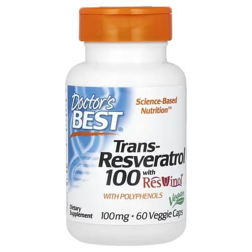 Doctor's Best Trans-Resveratrol 100 with ResVinol 60 капсул, фото 1
