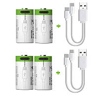 4 Акумулятори CR123A з входом заряджання TYPE-C + футляр + 2 кабелі