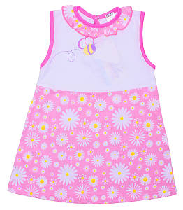 Сукня дитяча Valeri Tex 1666-55-126-6 80 см біла з рожевим ID 4172424