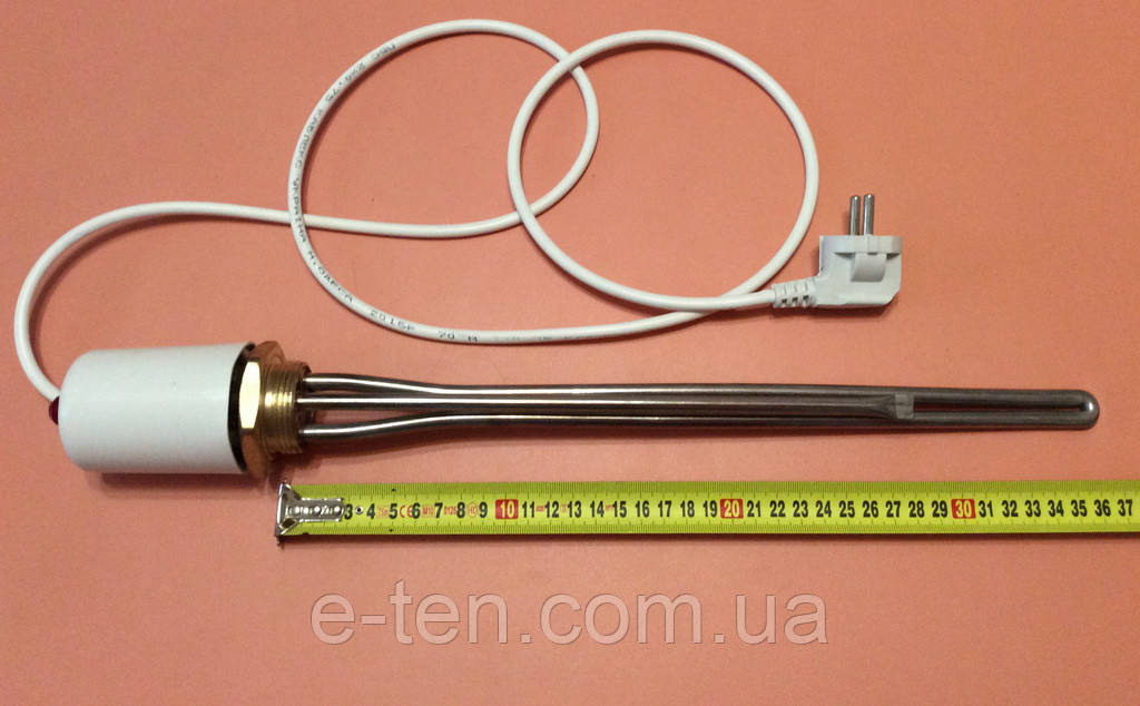 Тен нержавійка 1500W (Туреччина) на різьбі 1 1/4" для чавунних батарей з турецьким терморегулятором (з ковпаком)