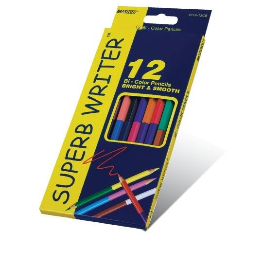 Олівці кольорові 12 шт. 24 кольори MARCO 4110-12CB Superb Writer двосторонні, фото 1