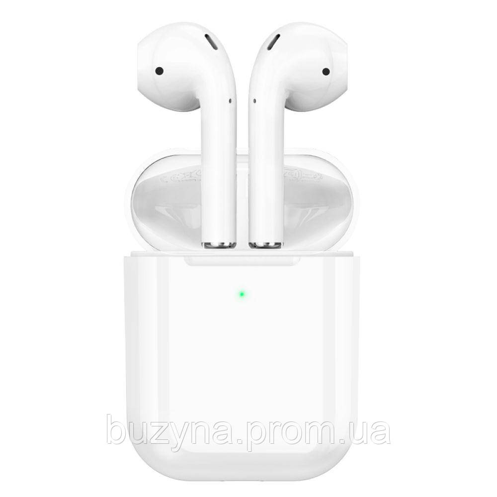 Bluetooth стерео гарнитура Hoco EW25 с микрофоном и кейсом белая buzyna