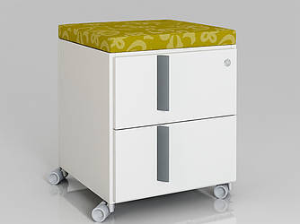 Офісна тумба мобільна на дві ящики з замком м'яким пуфом KBS