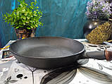 Сковорода чавунна Преміум класу, з дерев'яною ручкою, d=240мм, h=40мм, фото 2