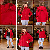 Жіноча осіння куртка з плащової тканини зі знімним капюшоном батал: 48-50, 52-54, 56-58, 60-62 - чорний, червоний, білий, оливка