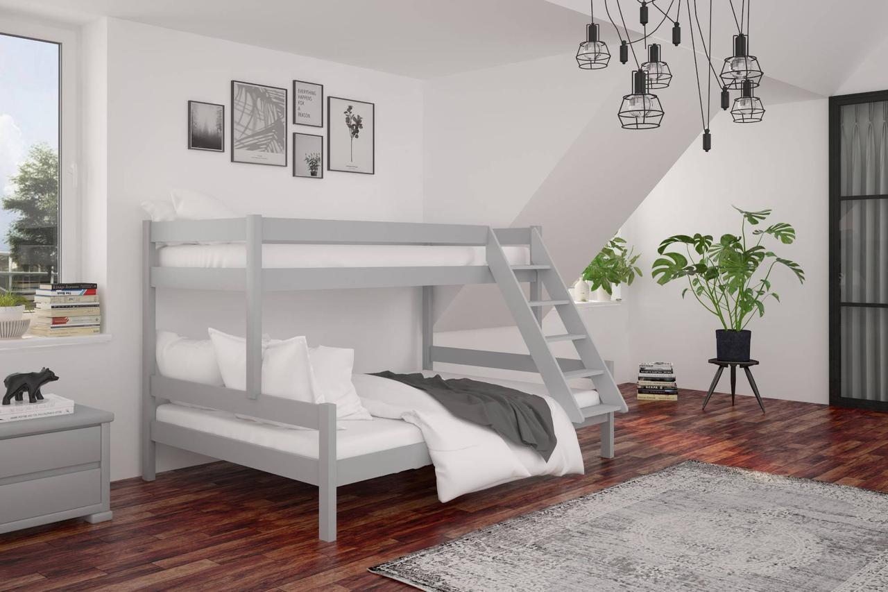 Двоярусне дитяче ліжко iSmart Атланта Світло-сірий (RAL 7040) 120-80х200 см (DMBG-2274)+