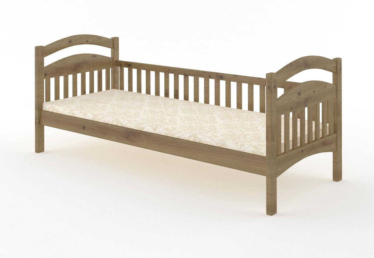 Дитяче ліжко iSmart Жасмін Літл Горіх світлий 80х200 см з заднім бортиком (DMBG-2469)+, фото 1