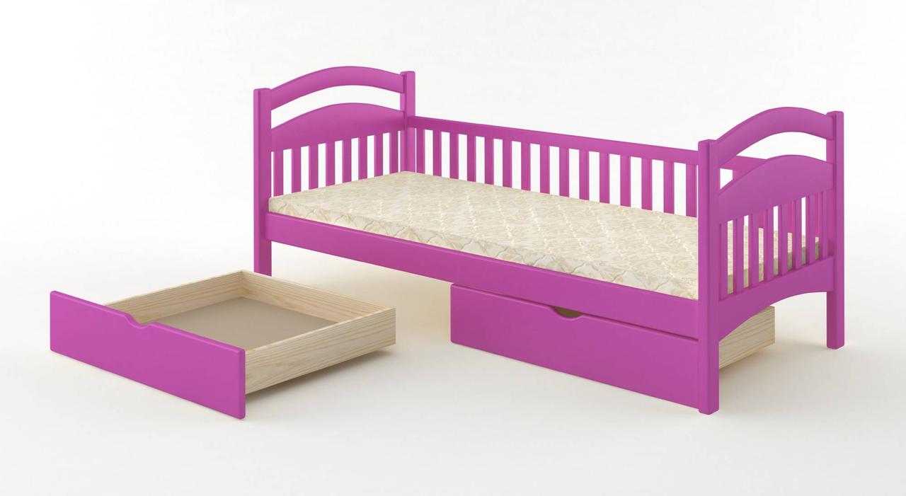 Дитяче ліжко iSmart Жасмін Літл Фуксія (S2060R30B) 90х190 см із заднім бортиком та ящиками (DMBG-2479)+