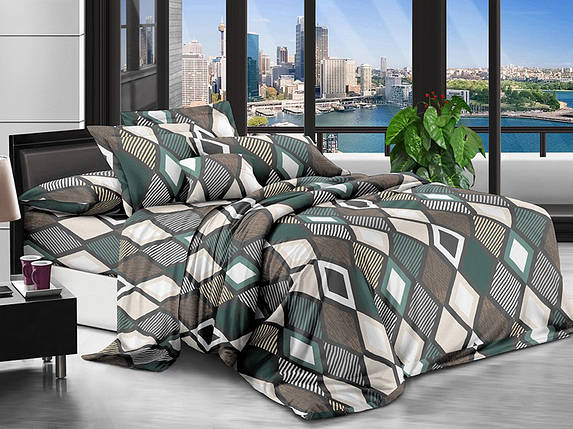 Постільна тканина 220 см із геометричним принтом ромби, Поліестер 75 синтетичний, рулон 80 м, фото 1