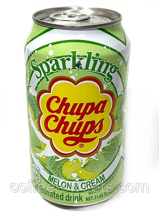 Chupa Chups Melon & Cream газований напій зі смаком дині 345 мл, фото 1