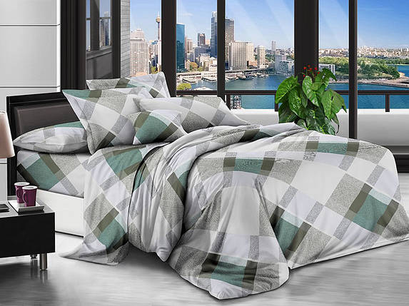 Світла сіра постільна тканина 220 см із геометричним малюнком, Поліестер 75 синтетичний, рулон 80 м, фото 1