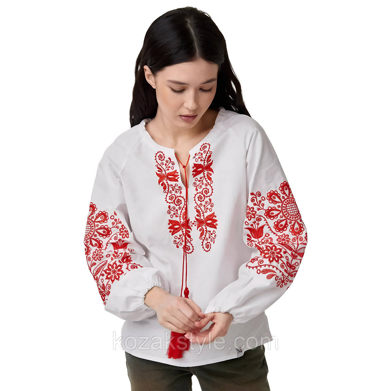 Вишиванка жіноча р. L.XL.2XL Орнамент червоний гладдю