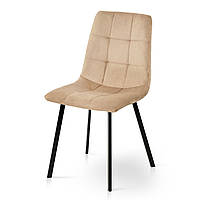 Сучасний обідній кухонний м'який стілець бежевий велюр для кухні їдальні з металевими ніжками Ментос