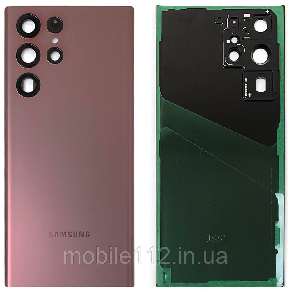 Задня кришка Samsung Galaxy S22 Ultra 5G S908 (бордова Original New зі склом камери), фото 1