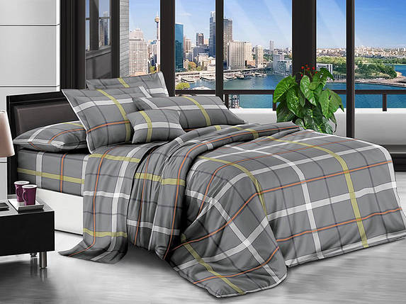 Постільна тканина темна сірого кольору 220 см із принтом велика карта, Поліестер 75 синтетичний, рулон 80 м, фото 1