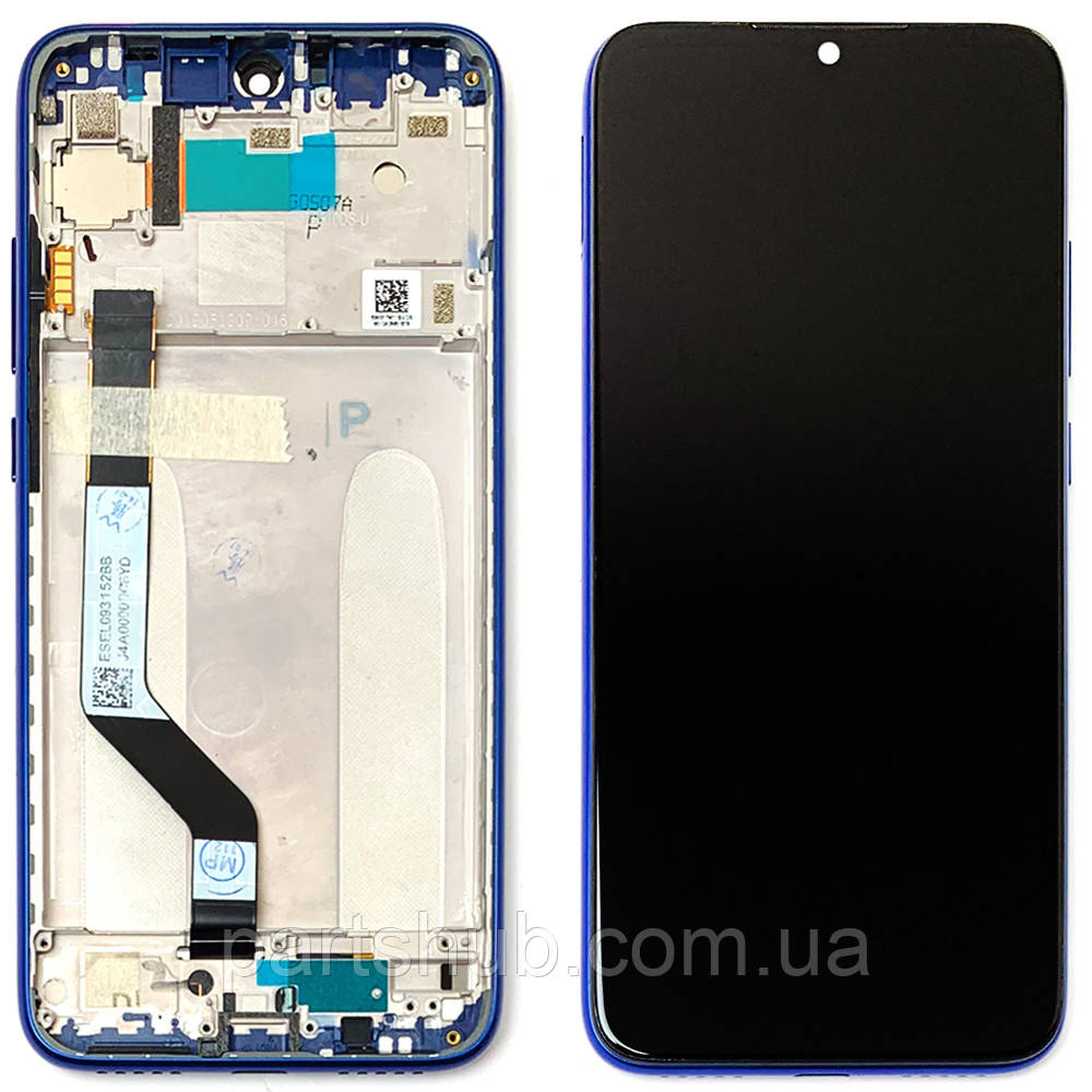 Дисплей Xiaomi Redmi Note 7, Note 7 Pro з тачскріном (оригінал OEM із синьою рамкою), фото 1