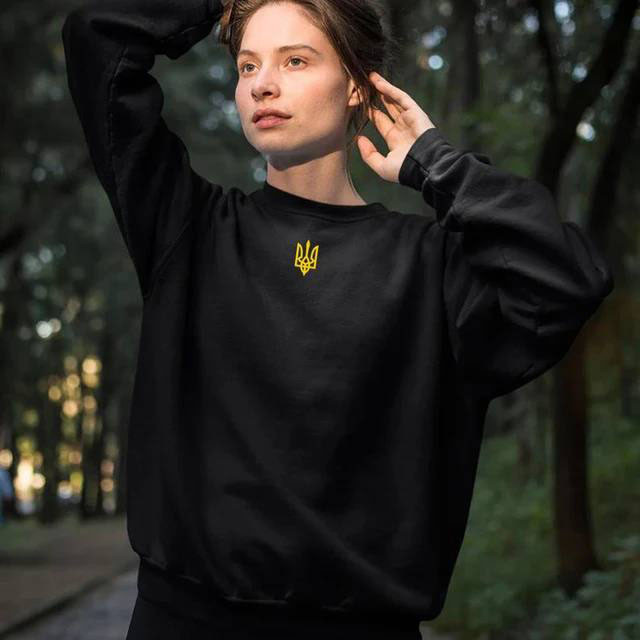 Чорний жіночий джемпер із флісом "Герб" Розміри: 46,48,50,52 (21192-1), фото 1