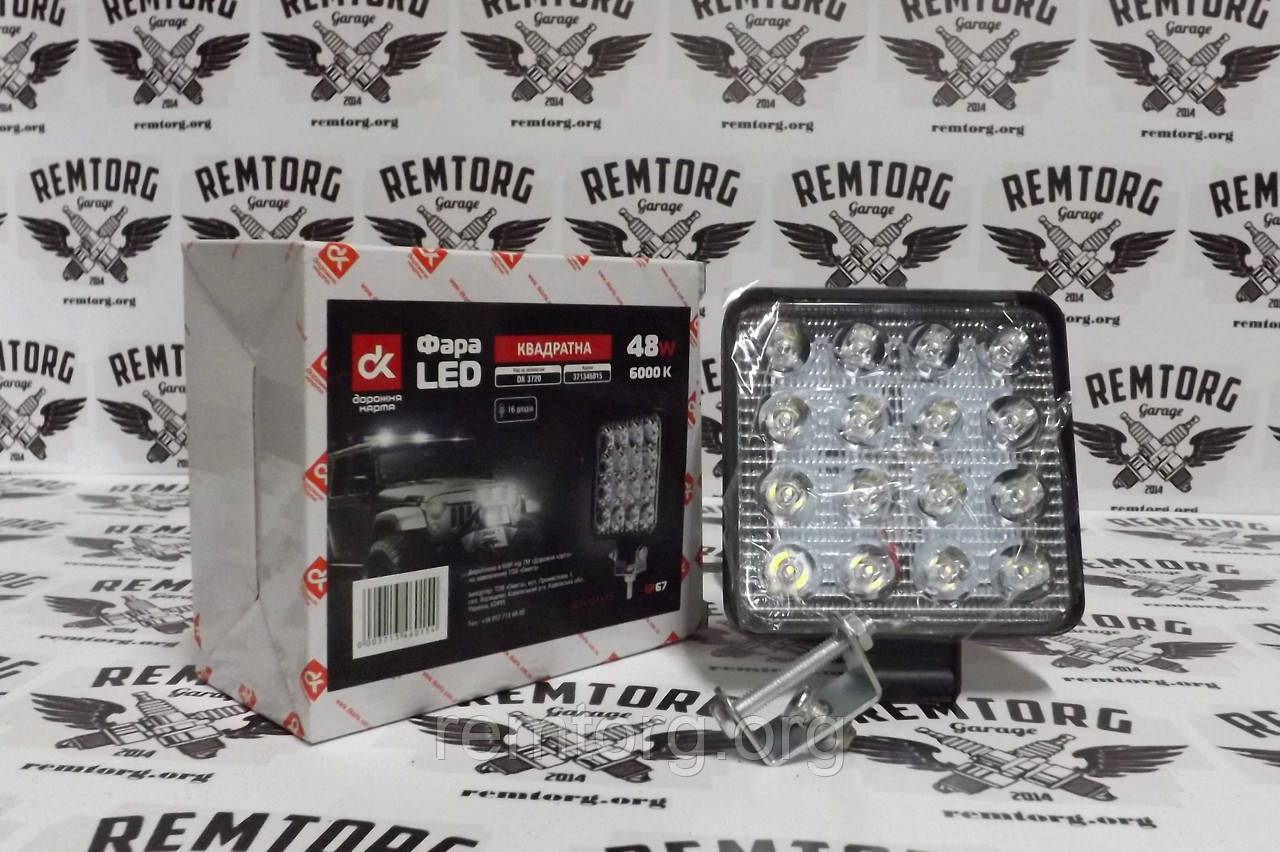 Фара LED квадратна 48 W 6000 K (16 діодів) (10.5 см х 10.5 см х 1.5 см)
