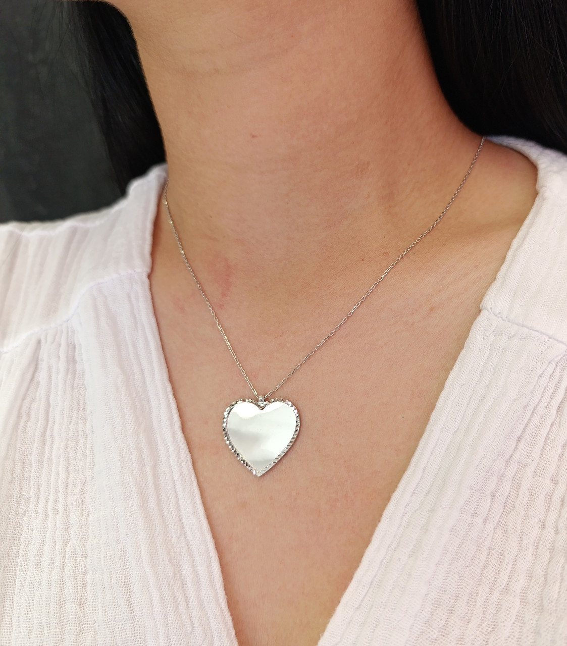 Срібне кольє "Серце" під гравіювання КМС, фото 1